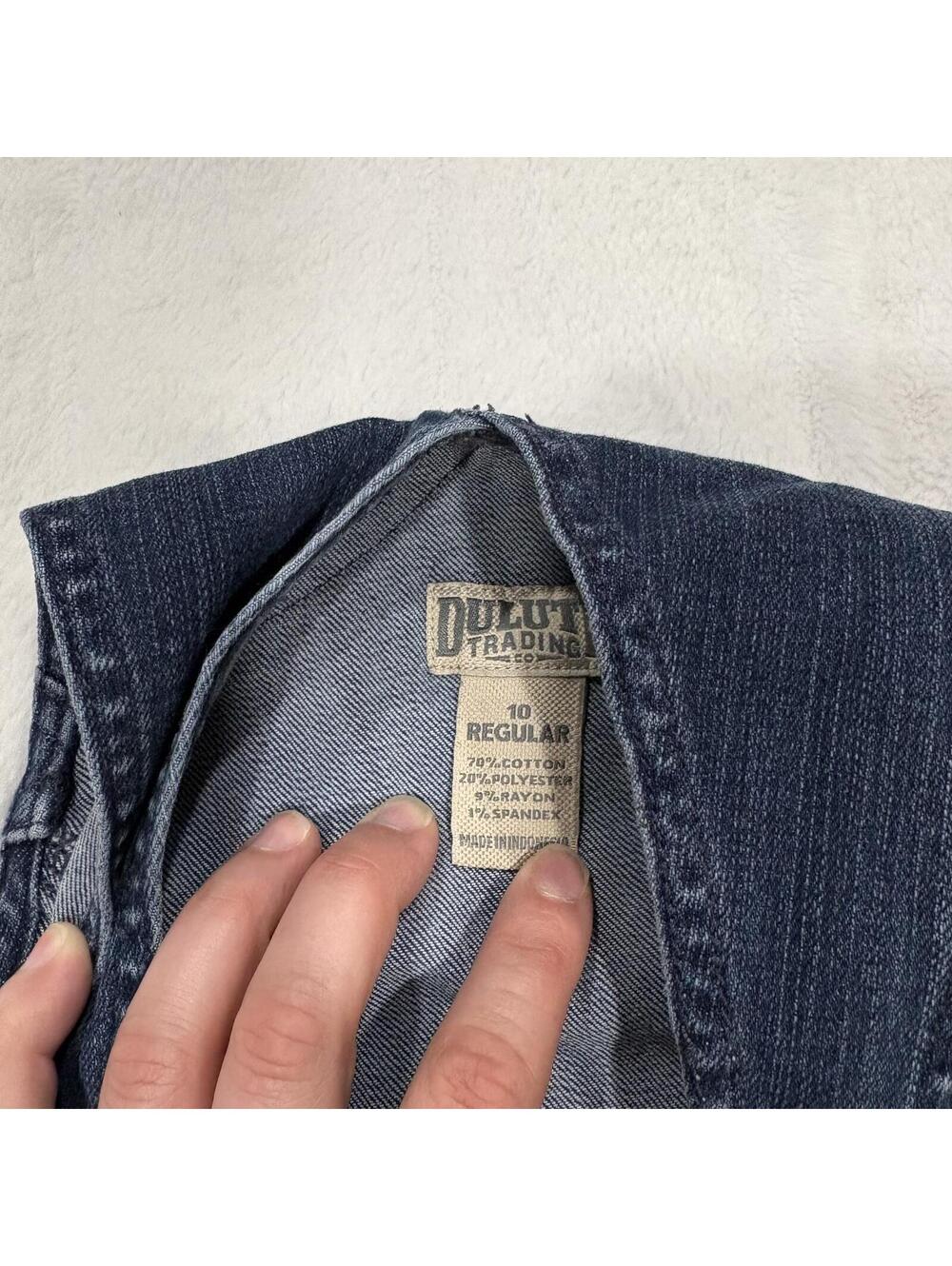Duluth Trading Co Denim Bib Overalls Women 10 Regular Cotton Blend Blue Workwear - Picture 5 of 8